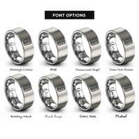 font options for inside engraving on silver tire tread rings