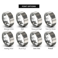 font options for inside engraving on gray tire tread rings