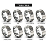 font options for inside engraving on gray tire tread rings