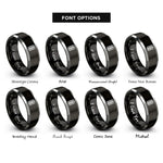 font options for inside engraving on black & grey tire tread mark rings