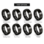 font options for inside engraving on black tire tread mark rings