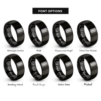 font options for inside engraving on black tire tread mark rings