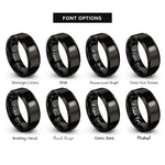 font options for inside engraving on black tire tread mark rings