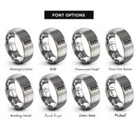 font options for inside engraving on grey tire tread mark rings