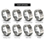 font options for inside engraving on grey tire wheel rings