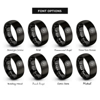 font options for inside engraving on black tire wrench rings