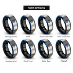 font options for inside engraving on black & blue & silver tiwaz rings