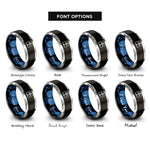 font options for inside engraving on black & blue & silver tiwaz rings