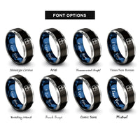 font options for inside engraving on black & blue & silver tiwaz rings