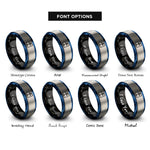 font options for inside engraving on black & blue & gray tiwaz rings