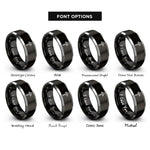 font options for inside engraving on black & grey tiwaz rings