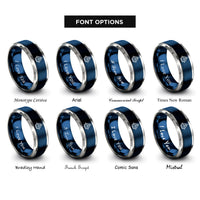 font options for inside engraving on blue & gray tiwaz rings