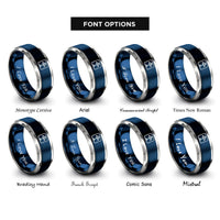 font options for inside engraving on blue & grey tiwaz rings