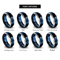 font options for inside engraving on blue & grey tiwaz rings