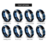 font options for inside engraving on blue & grey tiwaz rings