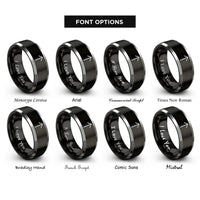 font options for inside engraving on black & gray tiwaz rune rings