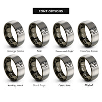 font options for inside engraving on gunmetal & silver tn rings
