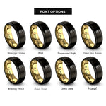 font options for inside engraving on black & gold to heart rings