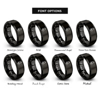 font options for inside engraving on black to heart rings
