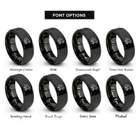 font options for inside engraving on black toad rings