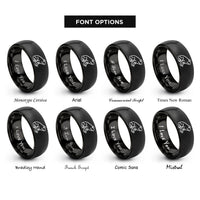 font options for inside engraving on black toad silhouette sitting rings