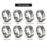 font options for inside engraving on gray toad silhouette sitting rings