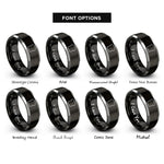 font options for inside engraving on black & silver toast slice rings