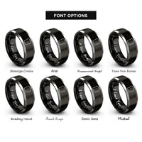 font options for inside engraving on black & silver toast slice rings