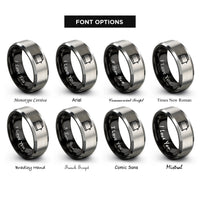 font options for inside engraving on black & gray toaster rings