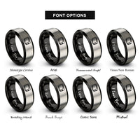 font options for inside engraving on black & gray toaster rings