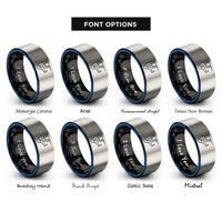 font options for inside engraving on black & blue & silver toes to bar rings