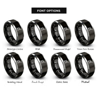 font options for inside engraving on black & gray toggle clamp rings