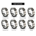 font options for inside engraving on grey toggle clamp rings