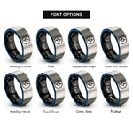 font options for inside engraving on black & blue & silver token bolt rings