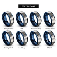 font options for inside engraving on blue & gray tokyo skyline rings