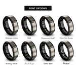 font options for inside engraving on black & silver tokyo skytree rings