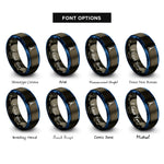 font options for inside engraving on gunmetal & blue tokyo tower rings