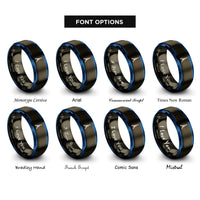 font options for inside engraving on gunmetal & blue tokyo tower rings