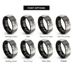 font options for inside engraving on black & grey tom yum soup rings