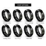 font options for inside engraving on black & silver tom yum soup rings