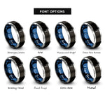font options for inside engraving on black & blue & gray tomahawk rings