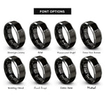 font options for inside engraving on black & grey tomahawk rings