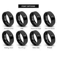 font options for inside engraving on black tomahawk rings