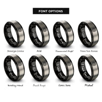 font options for inside engraving on black & silver tomato slice rings