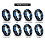 font options for inside engraving on blue & gray tonfa pair crossed rings