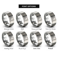 font options for inside engraving on silver tonfa pair crossed rings