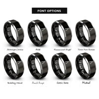 font options for inside engraving on black & grey tongs rings