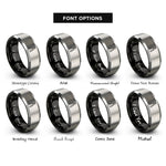 font options for inside engraving on black & gray tongs rings