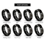 font options for inside engraving on black & silver tongs rings