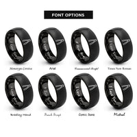 font options for inside engraving on black tongs rings